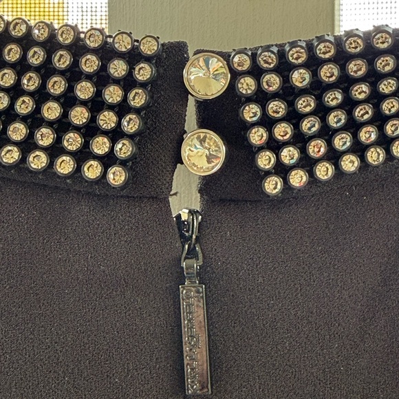 🤎Karl Lagerfeld Paris Women's Black Rhinestone-Trim Pleated Dress Size 16👗 - Picture 7 of 7